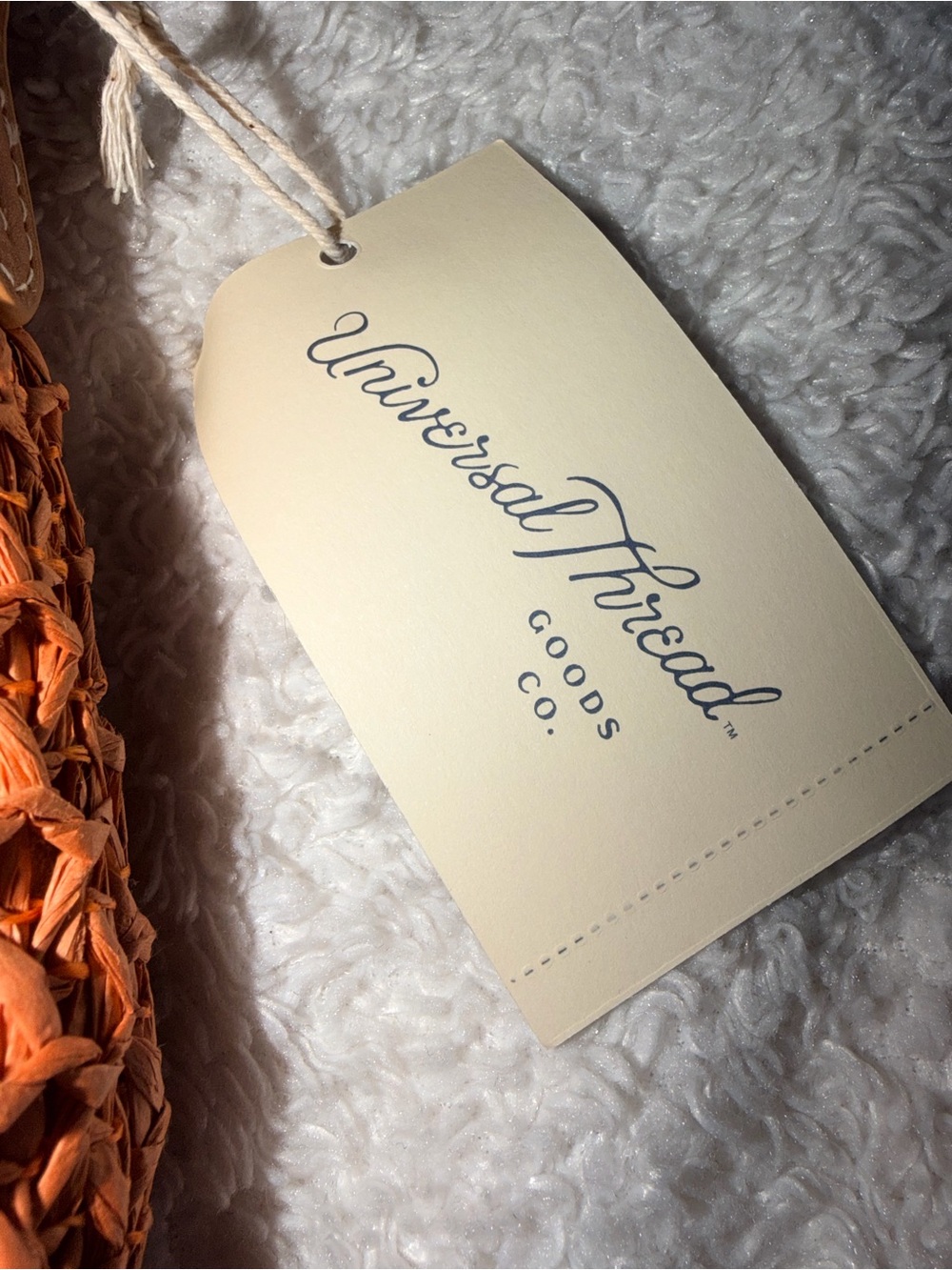 Orange Woven Crossbody Bag with Faux Leather Strap Made with Recycled paper - Picture 6 of 8